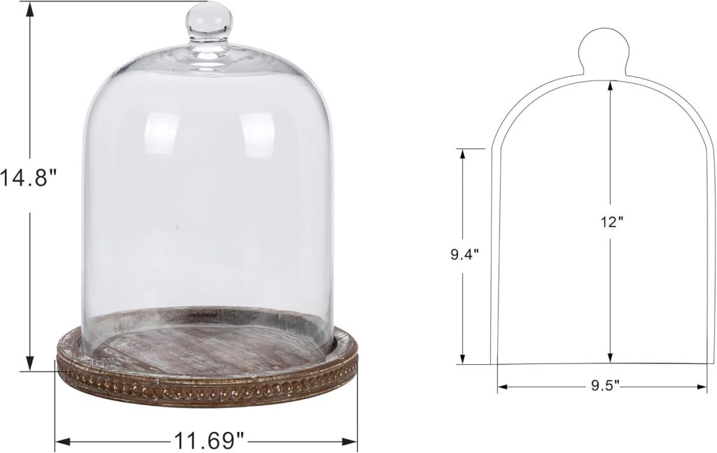 14" Large Handmade Sturdy Glass Cloche