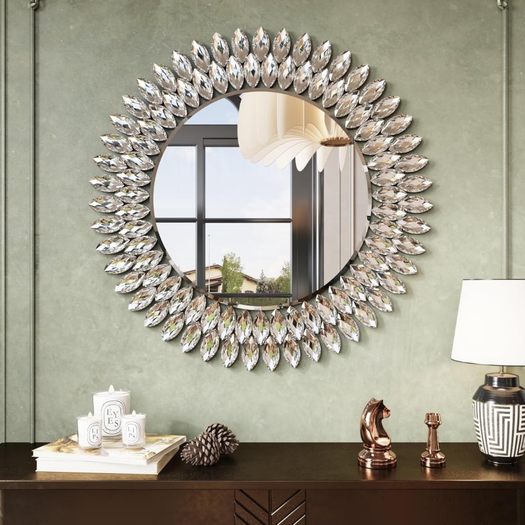 Round Jeweled Mirror