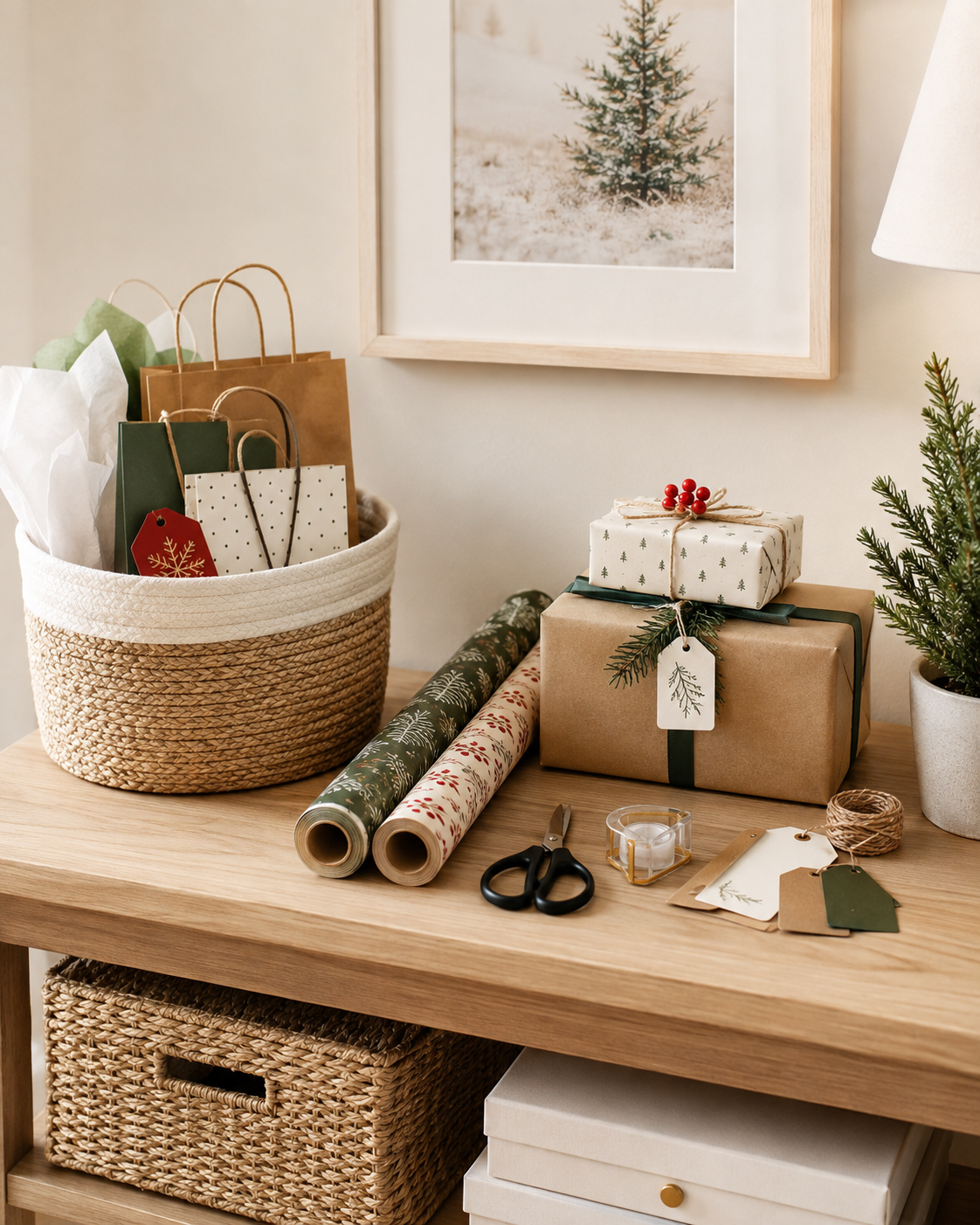 Cozy Holiday Gift-Wrapping Station